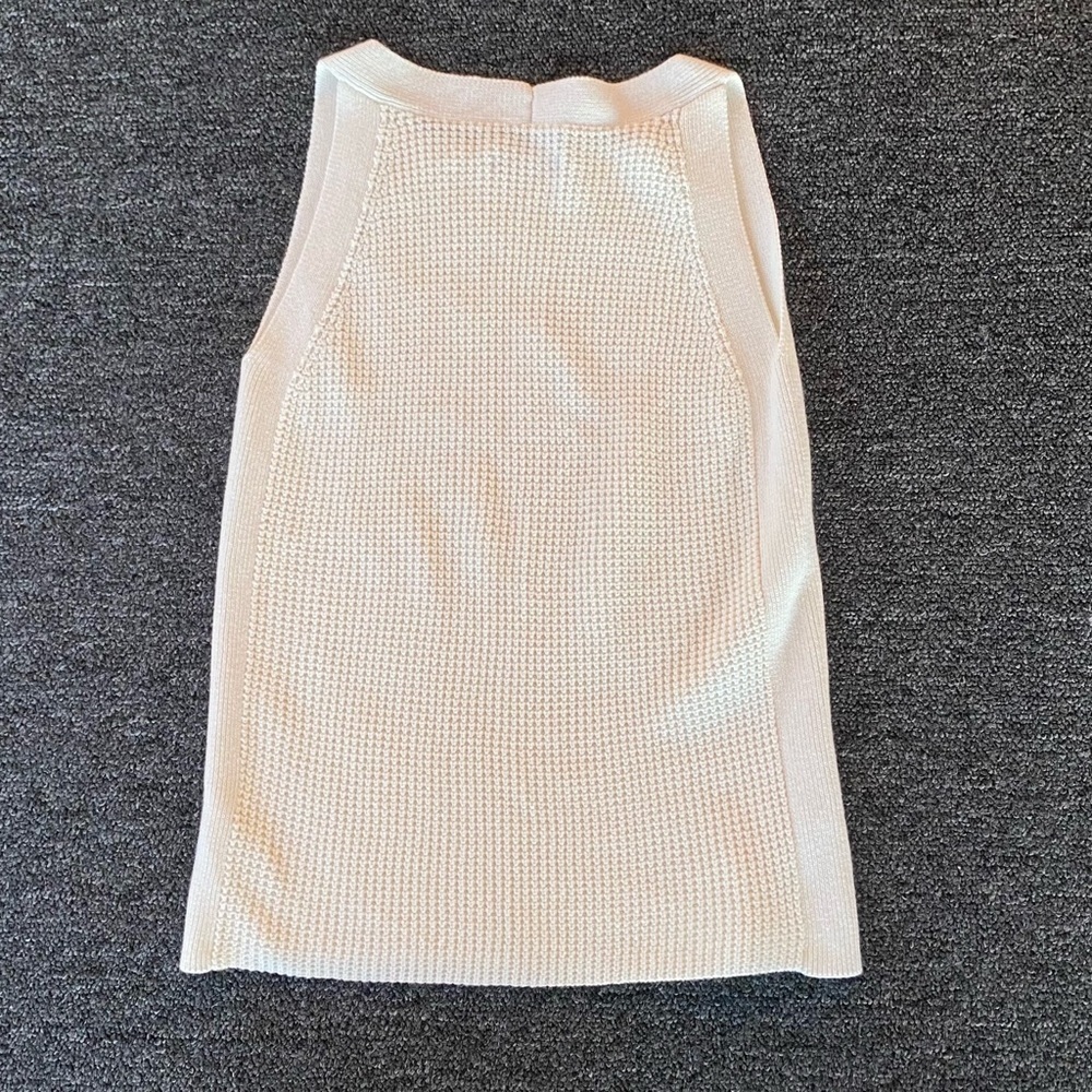 Burgess Women’s Sleeveless Cream Vest - Cotton Cashmere Blend Size Medium - Picture 2 of 5
